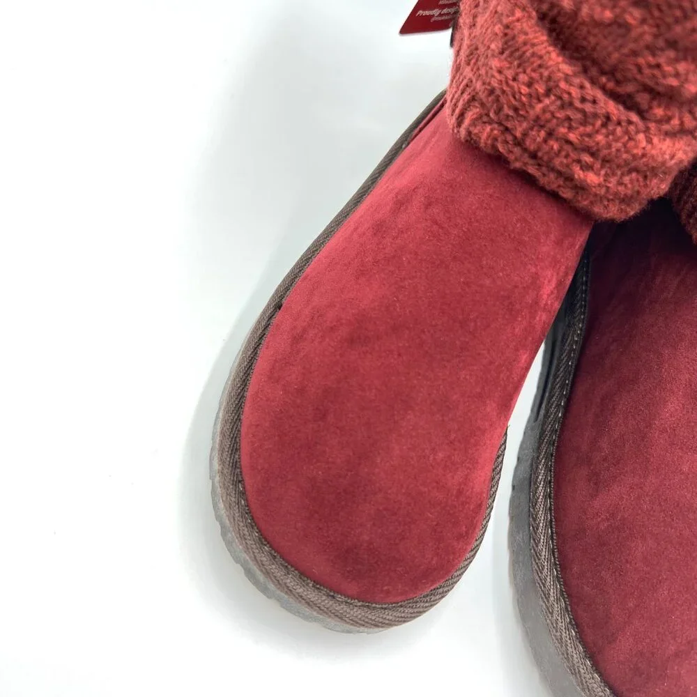 Muk Luks‎ Womens Size 7 Burgundy Red Vegan Suede Leather Winter Boots Shoes